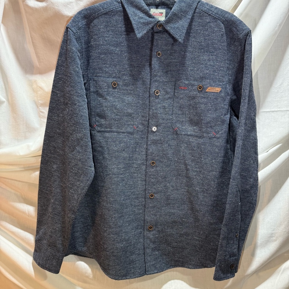 Dickies Textured Navy Button-Up Shirt